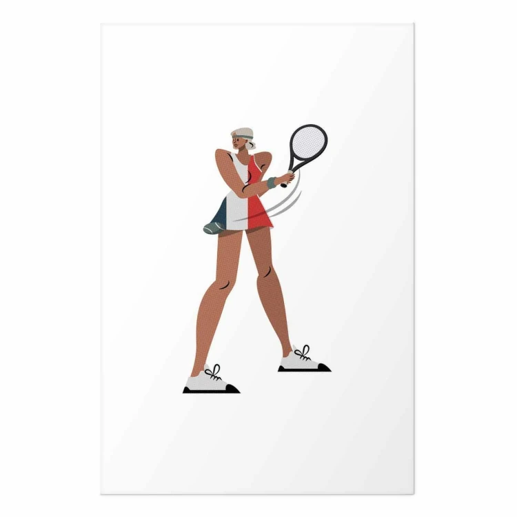 Plakat - Tenisistka z rakietą na białym tle - ilustracja
