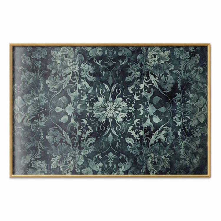 Plakat - Ornamenty dywanowe w szmaragdowych odcieniach