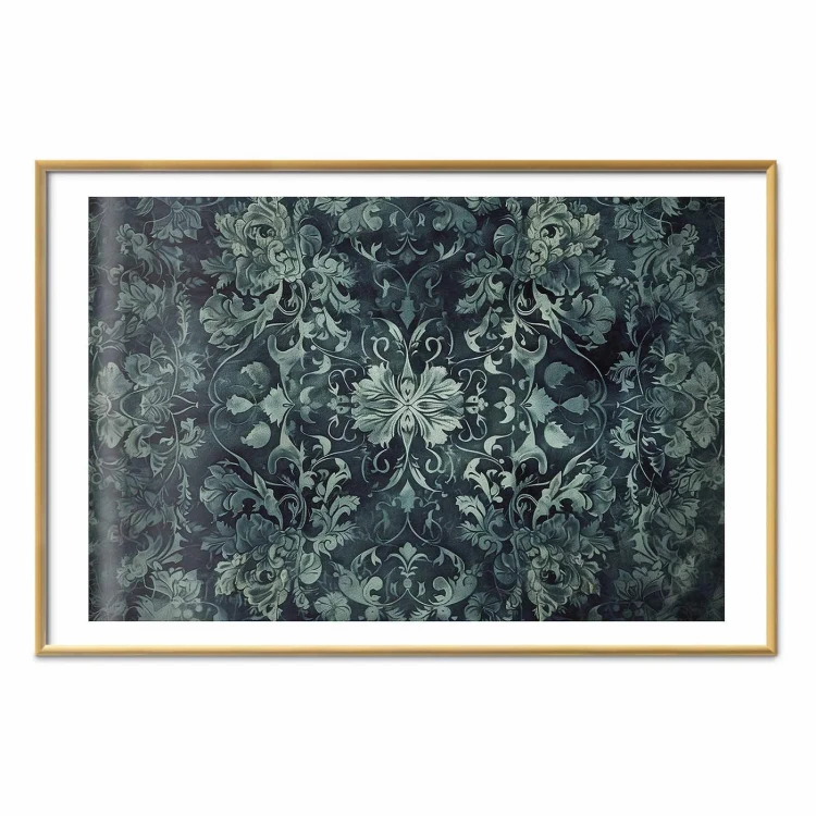 Plakat - Ornamenty dywanowe w szmaragdowych odcieniach
