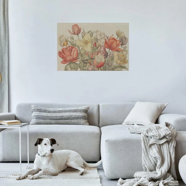 Plakat - Bukiet kwiatów na kremowym tle