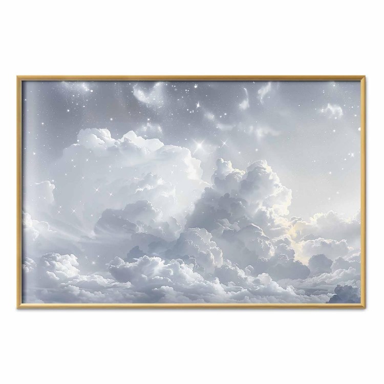 Plakat - Astralny spokój: Gwiazdy rozsypane nad delikatnymi chmurami