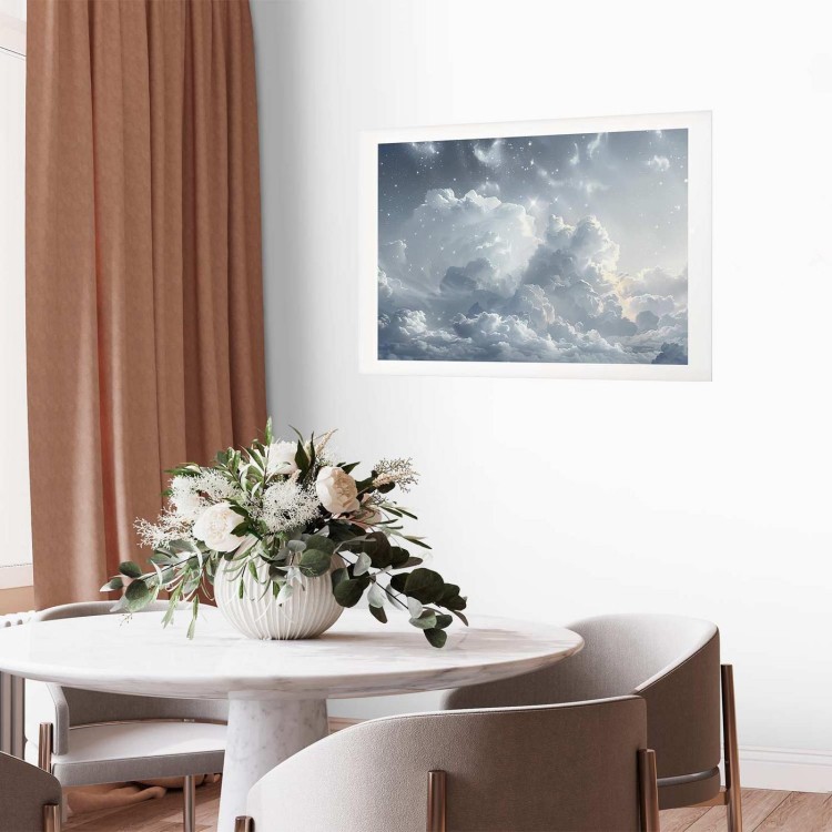 Plakat - Astralny spokój: Gwiazdy rozsypane nad delikatnymi chmurami
