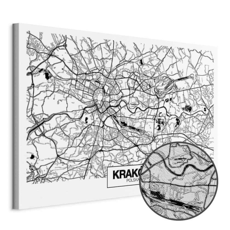 Obraz - Mapa miasta: Kraków (1-częściowy) szeroki