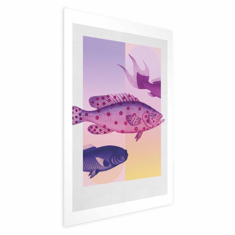 Plakat - Fantazyjne Ryby - artystyczna ilustracja ryb na kolorowym tle