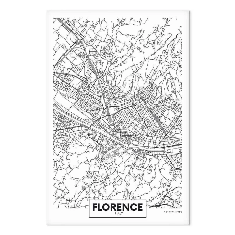 Obraz - Mapa Florencji (1-częściowy) pionowy