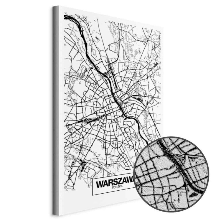 Obraz - Mapa miasta: Warszawa (1-częściowy) pionowy