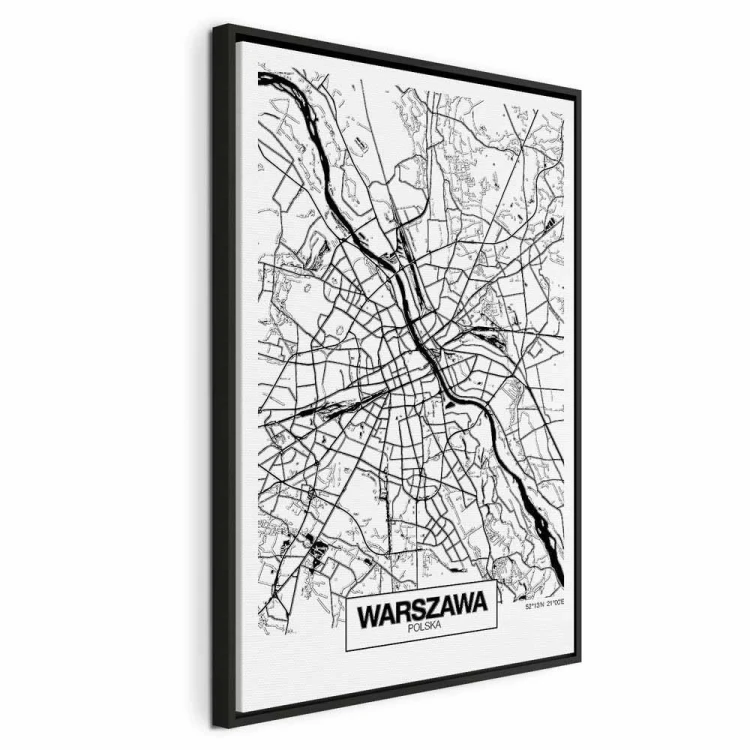 Obraz - Mapa miasta: Warszawa (1-częściowy) pionowy
