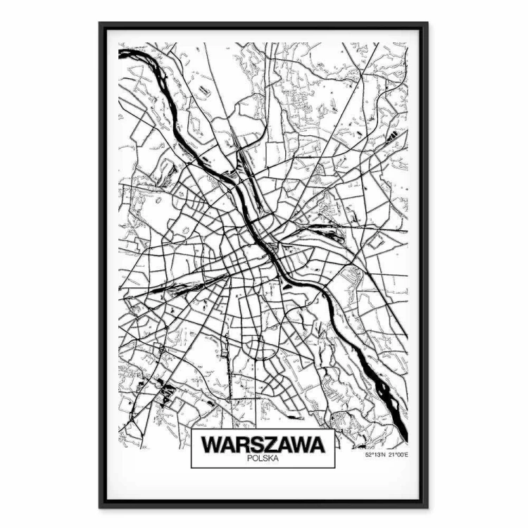 Obraz - Mapa miasta: Warszawa (1-częściowy) pionowy