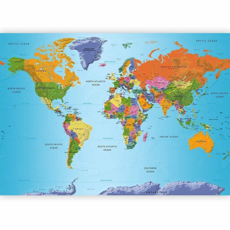 Fototapeta - Mapa świata: Kolorowa geografia