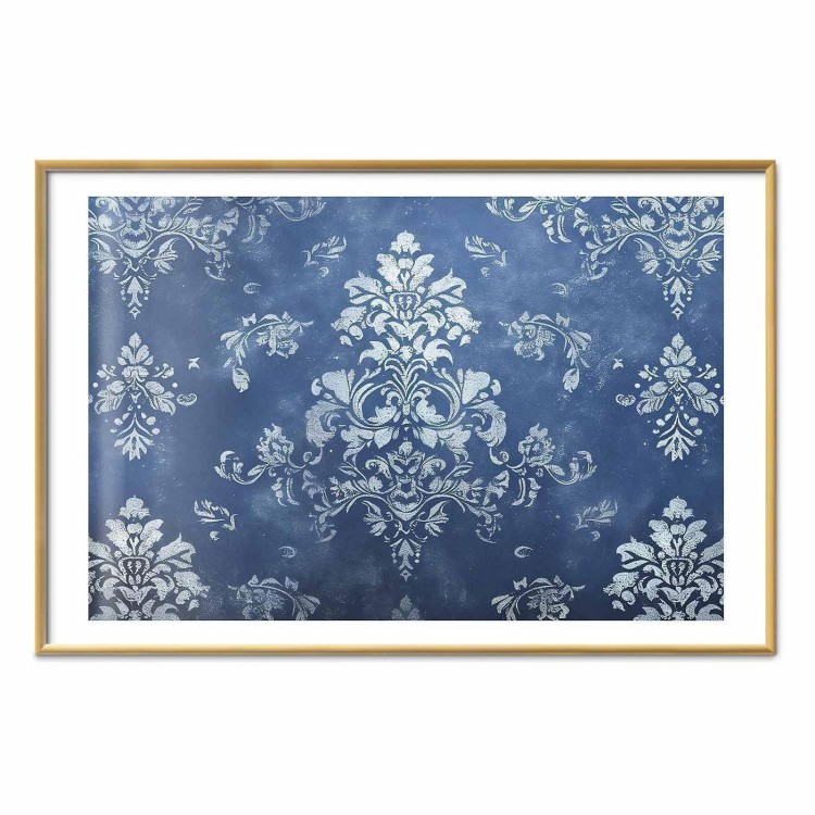 Plakat - Retro ornament w przetartych błękitach