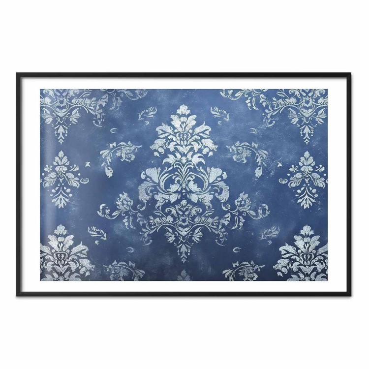Plakat - Retro ornament w przetartych błękitach