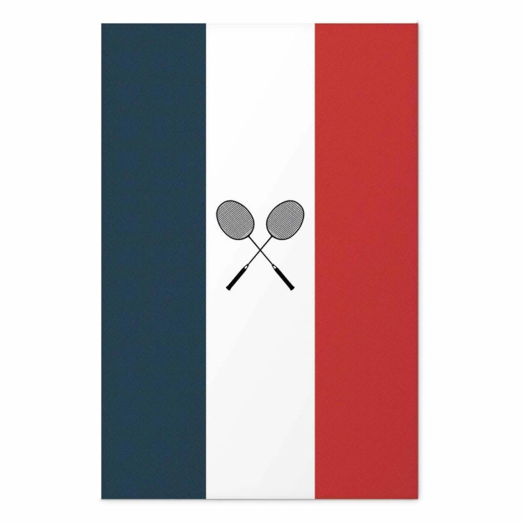 Plakat - Flagi Francji i czarne paletki do badmintona