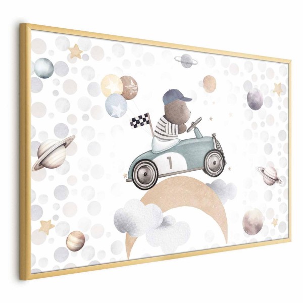 Plakat - Miś w wyścigówce