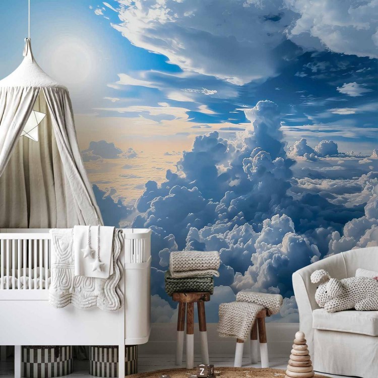 Fototapeta - Symfonia Światła: Słońce i chmury współgrające na przepięknym niebie