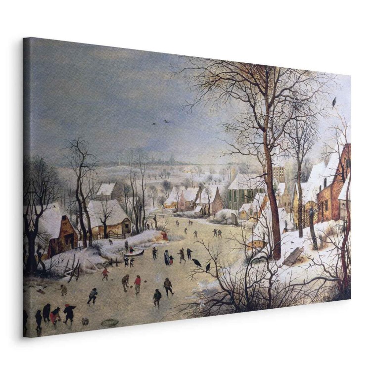 Obraz - Pieter Bruegel (starszy) – Zimowy pejzaż z łyżwiarzami i pułapką na ptaki