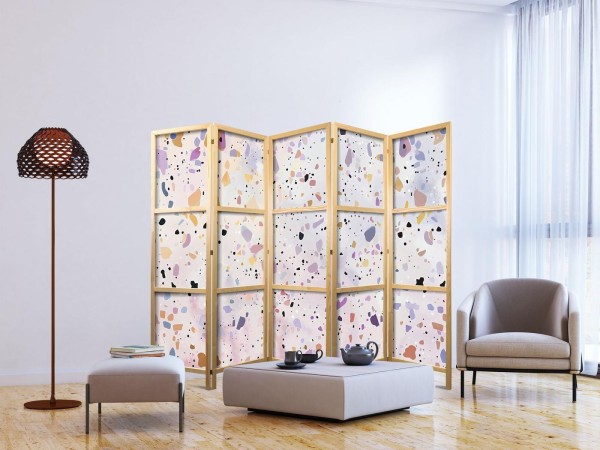 Parawan japoński - Lastriko w stylu confetti - fioletowo-różowy - kolorowy wzór