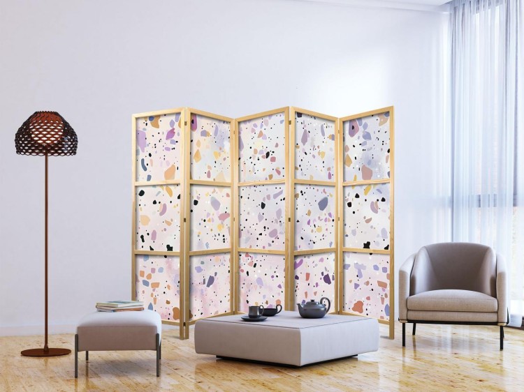 Parawan japoński - Lastriko w stylu confetti - fioletowo-różowy - kolorowy wzór