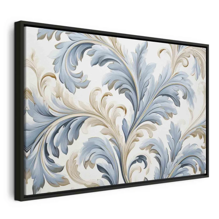 Obraz - Barokowe ornamenty w jasnej kremowo-niebieskiej kolorystyce