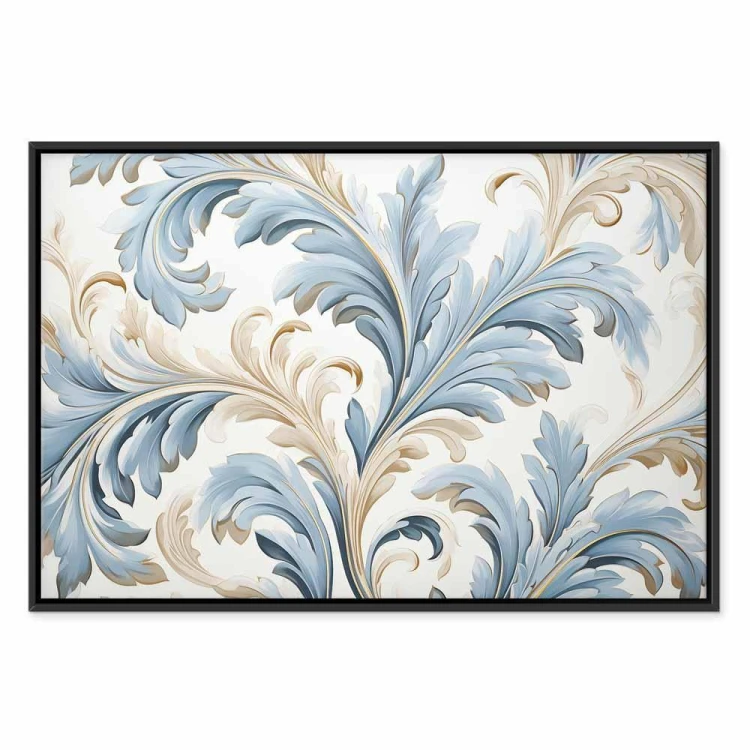 Obraz - Barokowe ornamenty w jasnej kremowo-niebieskiej kolorystyce