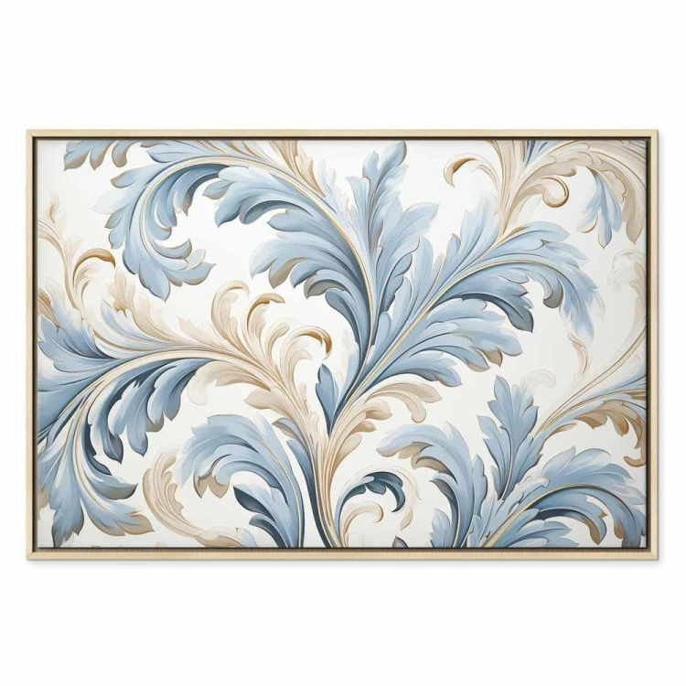 Obraz - Barokowe ornamenty w jasnej kremowo-niebieskiej kolorystyce