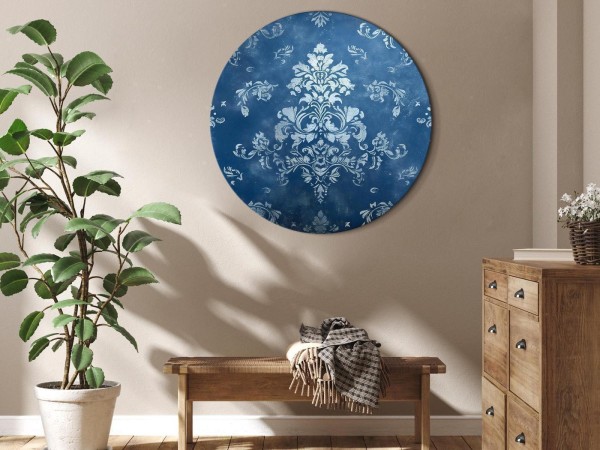 Obraz okrągły - Ornament retro: dekoracyjny motyw w przetartych błękitach
