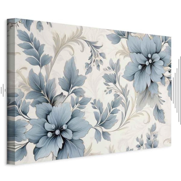 Obraz - Turkusowe kwiaty w retro klimacie florystyczne ornamenty