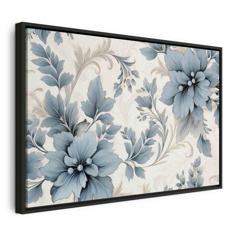 Obraz - Turkusowe kwiaty w retro klimacie florystyczne ornamenty