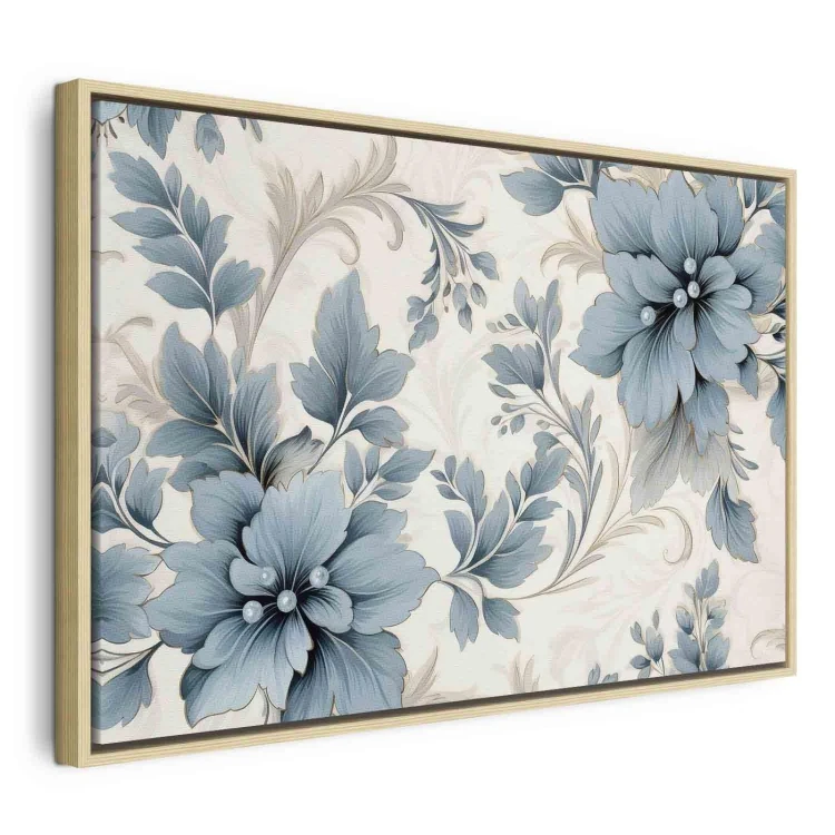 Obraz - Turkusowe kwiaty w retro klimacie florystyczne ornamenty
