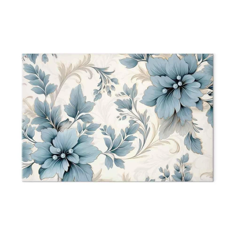 Obraz - Turkusowe kwiaty w retro klimacie florystyczne ornamenty