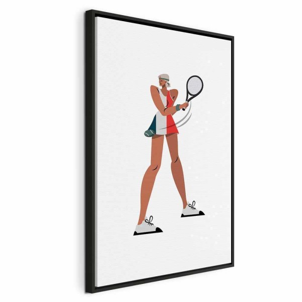 Obraz - Tenisistka z rakietą na jasnym tle - ilustracja