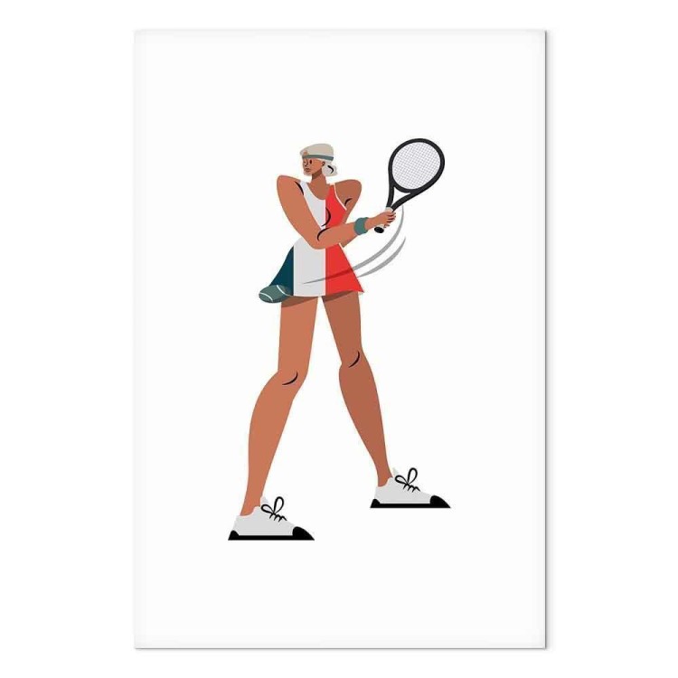 Obraz - Tenisistka z rakietą na jasnym tle - ilustracja