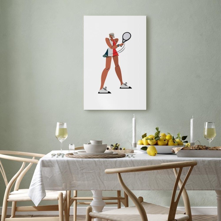 Obraz - Tenisistka z rakietą na jasnym tle - ilustracja