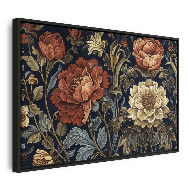 Obraz - Gobelinowe wielkie kwiaty retro motyw florystyczny w stylu kilimu