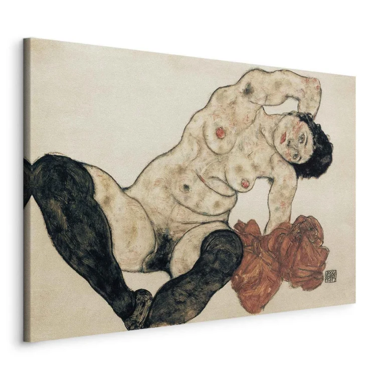 Obraz - Egon Schiele – Liegender Akt mit gelbem Handtuch