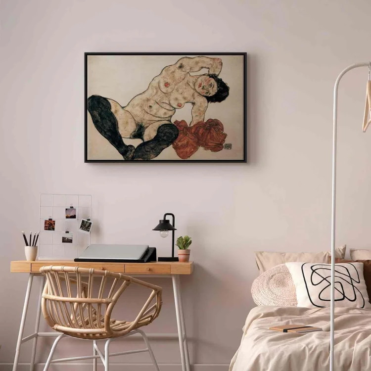 Obraz - Egon Schiele – Liegender Akt mit gelbem Handtuch