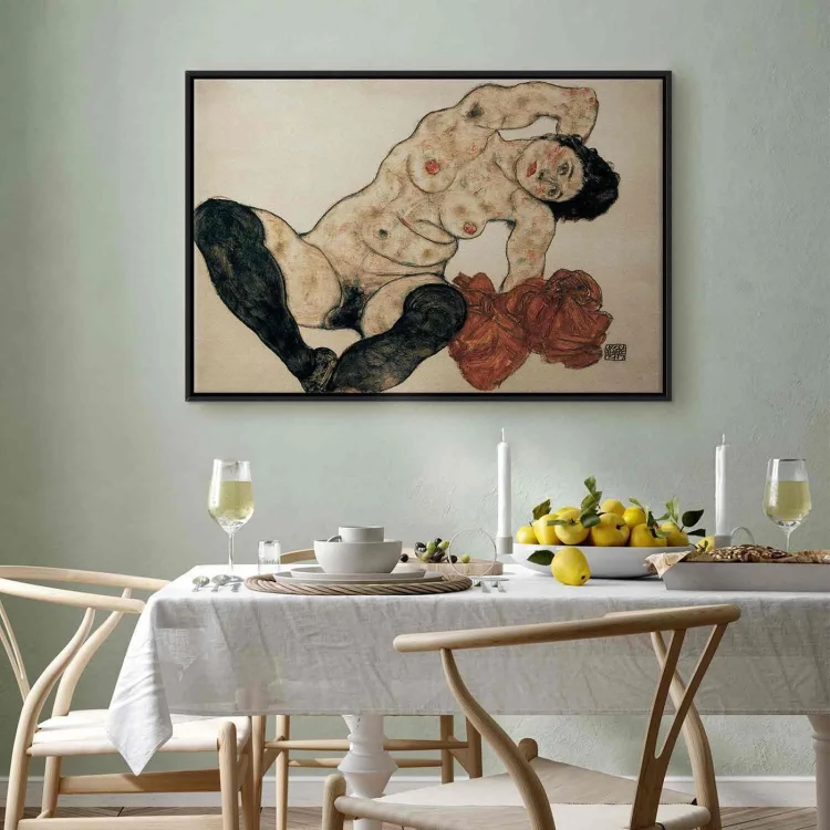 Obraz - Egon Schiele – Liegender Akt mit gelbem Handtuch