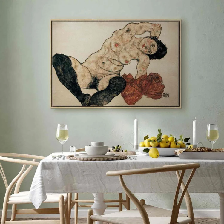 Obraz - Egon Schiele – Liegender Akt mit gelbem Handtuch