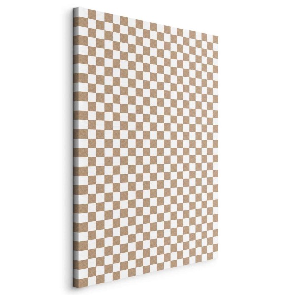 Obraz - Szachowy Wzór - brązowo-biała kratka z delikatnym szumem