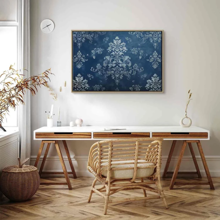 Obraz - Ornament retro dekoracyjny motyw w przetartych błękitach