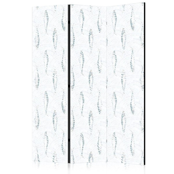 Parawan - Delikatne błękitne ryby - Mozaikowe ryby w subtelnych błękitnych tonacjach kolorystycznych z łukowatym wzorem w tle