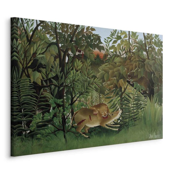 Obraz - Henri Rousseau – Le Lion ayant faim se jette sur l'Antilope