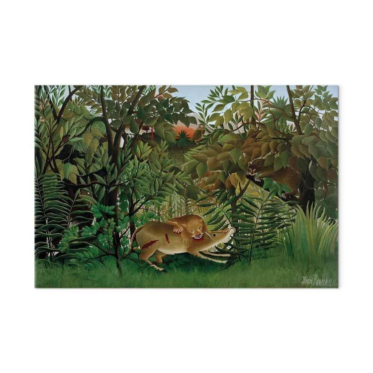 Obraz - Henri Rousseau – Le Lion ayant faim se jette sur l'Antilope