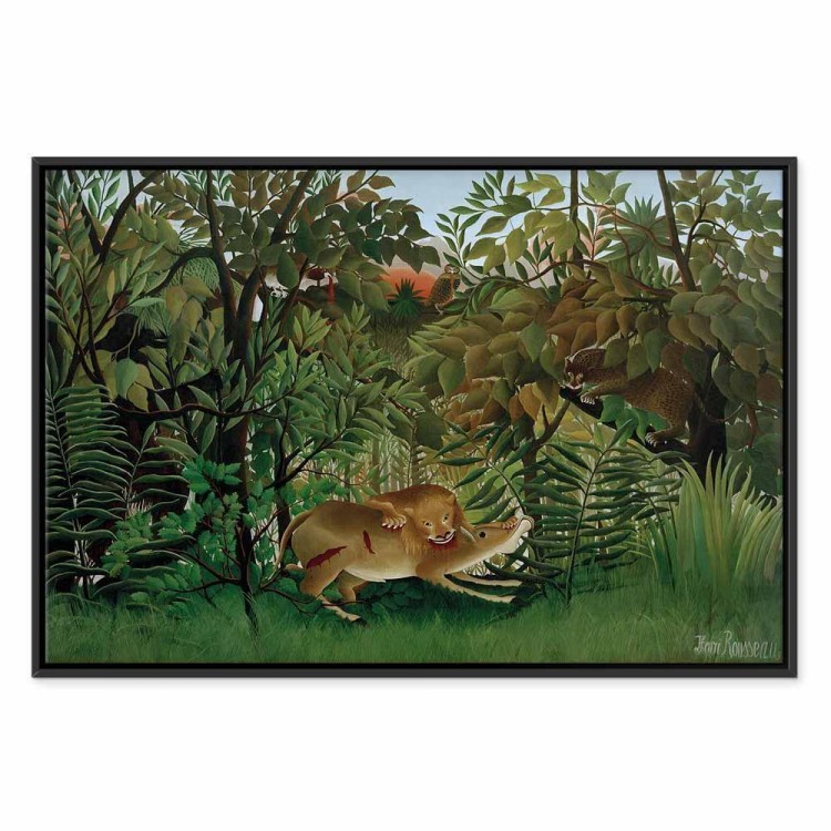 Obraz - Henri Rousseau – Le Lion ayant faim se jette sur l'Antilope