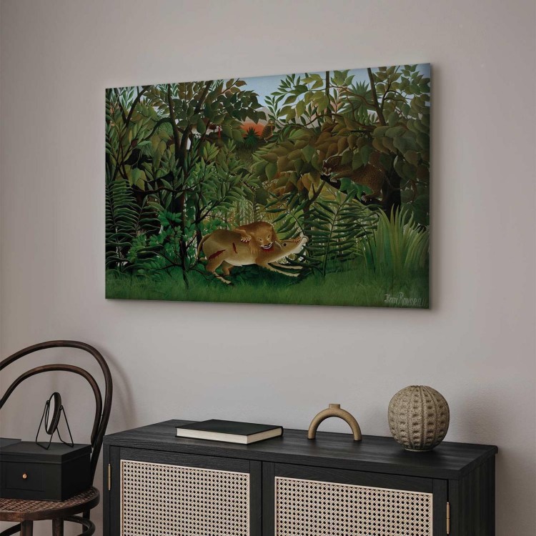 Obraz - Henri Rousseau – Le Lion ayant faim se jette sur l'Antilope