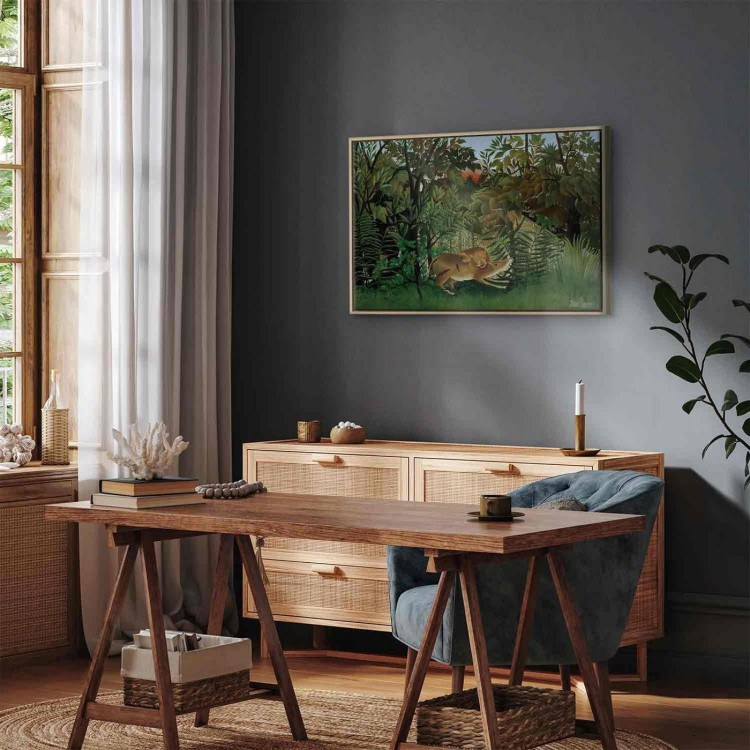Obraz - Henri Rousseau – Le Lion ayant faim se jette sur l'Antilope