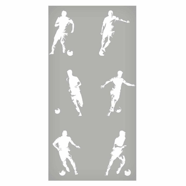 Tapeta - Sportowe Sylwetki - Dynamiczne figury piłkarzy na szarym tle