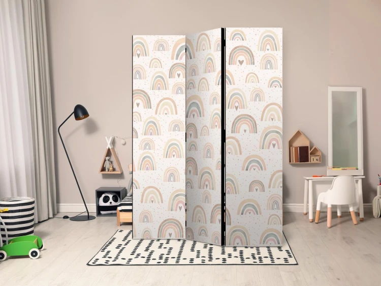 Parawan - Wiosna - pastelowe tęcze w deszczowy dzień z serduszkami