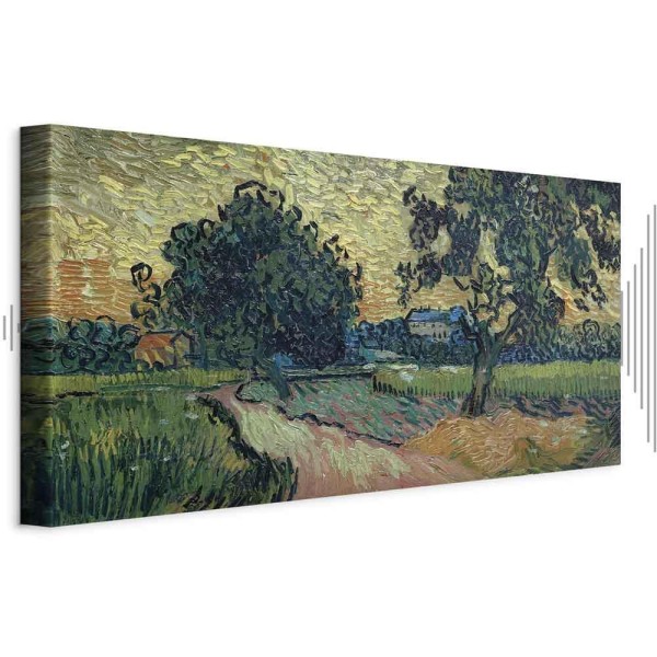 Obraz - Vincent Van Gogh – Krajobraz z zamkiem Auvers o zachodzie słońca