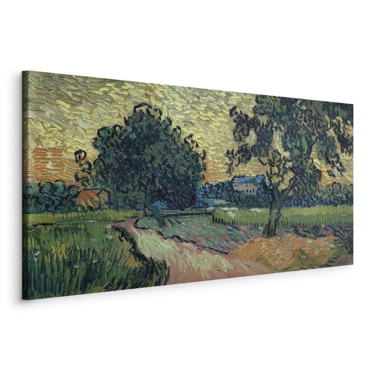 Obraz - Vincent Van Gogh – Krajobraz z zamkiem Auvers o zachodzie słońca