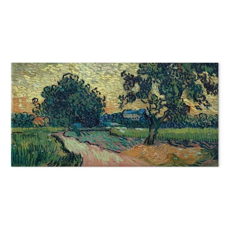 Obraz - Vincent Van Gogh – Krajobraz z zamkiem Auvers o zachodzie słońca